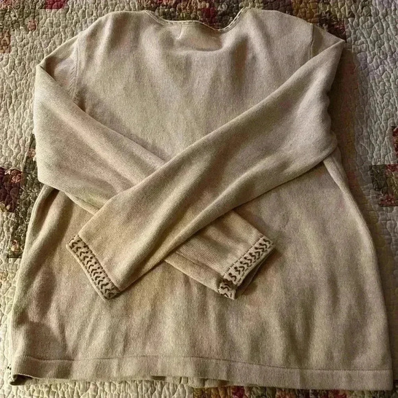 ALFRED DUNNER Beige Vintage Cardigan Gold SWIRL Sweater Zip-Up Womens Sz PS - Picture 6 of 6